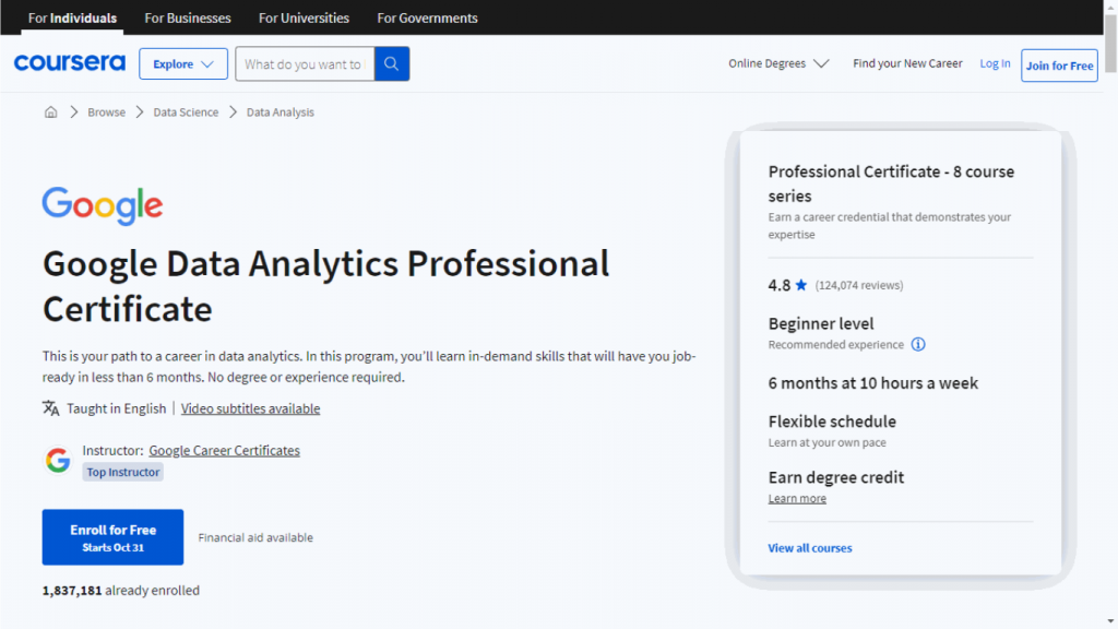 Coursera - Google data analytics professional