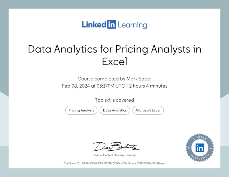 Data analytics on Linkedin Learning